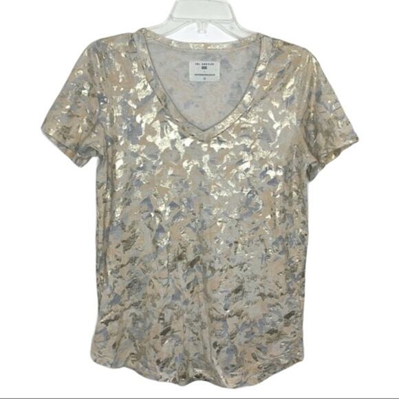 Anthropologie x Sol Angeles Gold‎ Metallic Camo Tee Shirt Spring XS - Picture 2 of 6